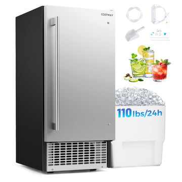 Compact Commercial Ice Maker with 25 lbs Storage Capacity for Home Bar Cafe