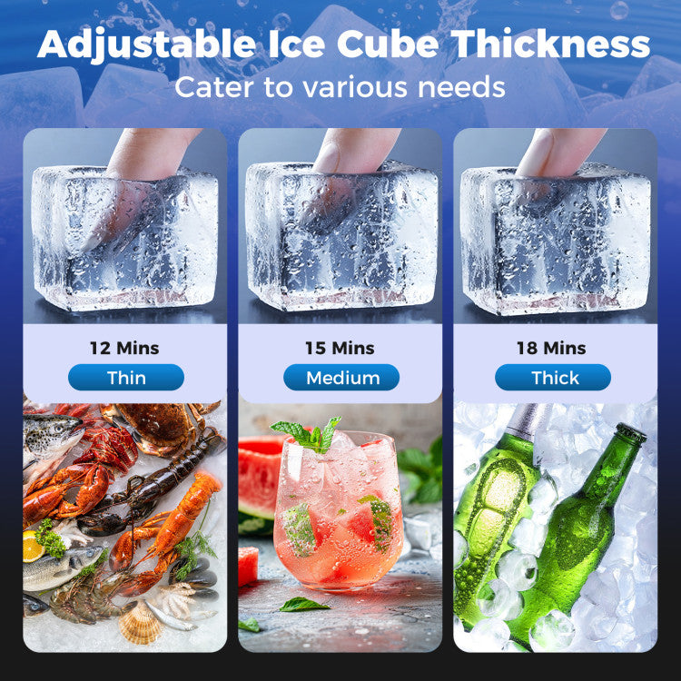 Compact Commercial Ice Maker with 25 lbs Storage Capacity for Home Bar Cafe
