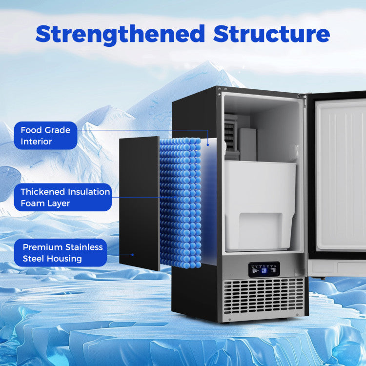 Compact Commercial Ice Maker with 25 lbs Storage Capacity for Home Bar Cafe