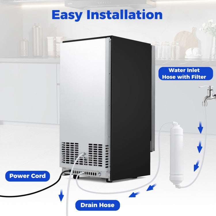 Compact Commercial Ice Maker with 25 lbs Storage Capacity for Home Bar Cafe