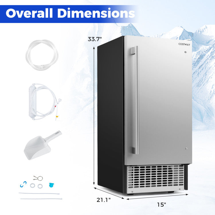 Compact Commercial Ice Maker with 25 lbs Storage Capacity for Home Bar Cafe