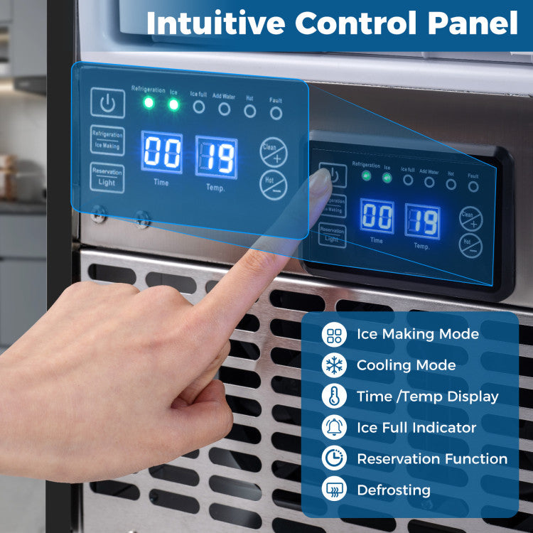 Commercial Under Counter Ice Maker 90 lbs/Day with Built-in Freestanding Ice Making Machine