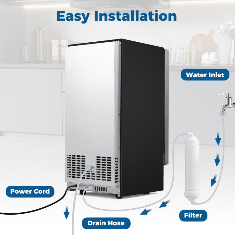 Commercial Under Counter Ice Maker 90 lbs/Day with Built-in Freestanding Ice Making Machine