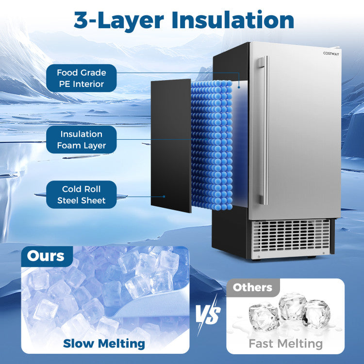 Commercial Under Counter Ice Maker 90 lbs/Day with Built-in Freestanding Ice Making Machine