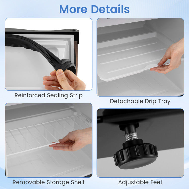 Compact Mini Fridge with 7-Level Adjustable Thermostat