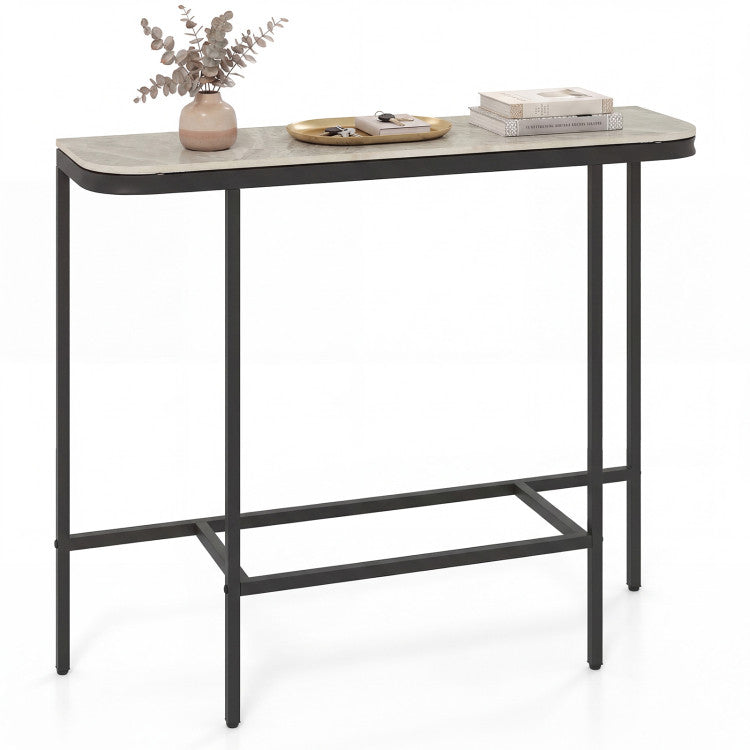 Console Table 44-Inch Entryway Table with Faux Marble Tabletop and Heavy-Duty Metal Frame
