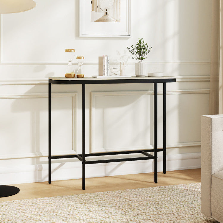 Console Table 44-Inch Entryway Table with Faux Marble Tabletop and Heavy-Duty Metal Frame