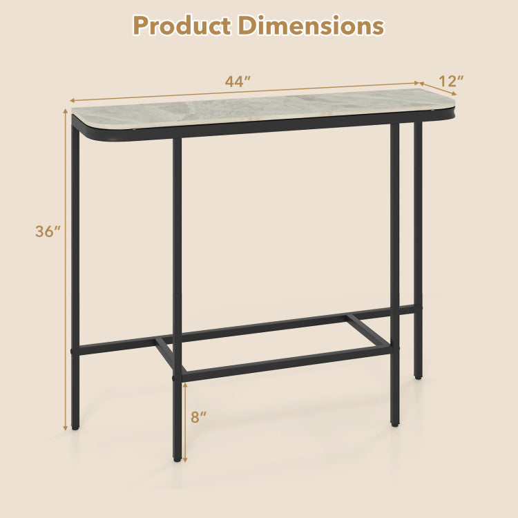 Console Table 44-Inch Entryway Table with Faux Marble Tabletop and Heavy-Duty Metal Frame
