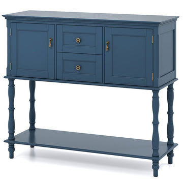 Console Table with 2 Drawers and 2 Door Cabinets and Bottom Storage Shelf