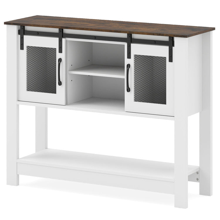 Console Table with Sliding Barn Doors and Storage Cabinets