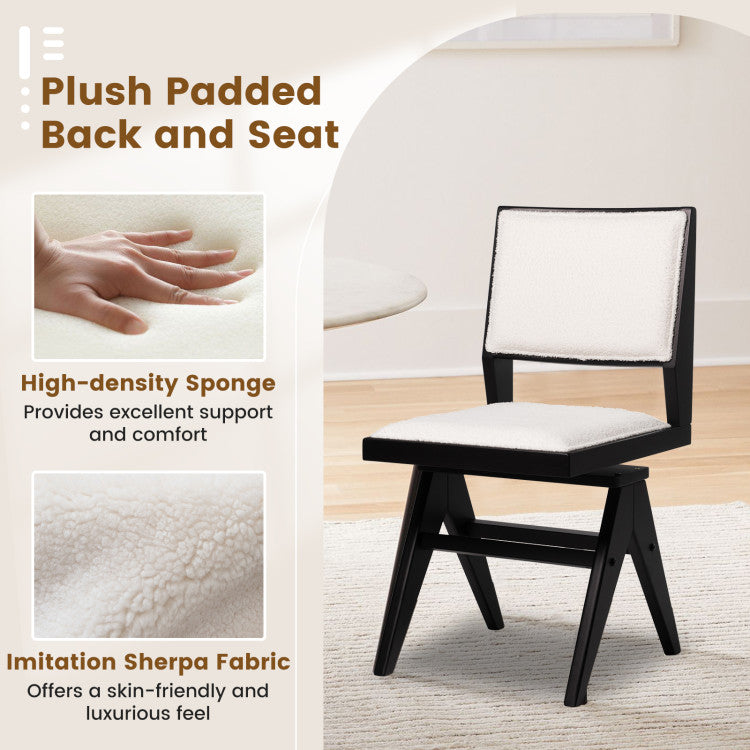 Swivel Wooden Dining Chair Set of 2 with Rubber Wood Frame and Padded Seat