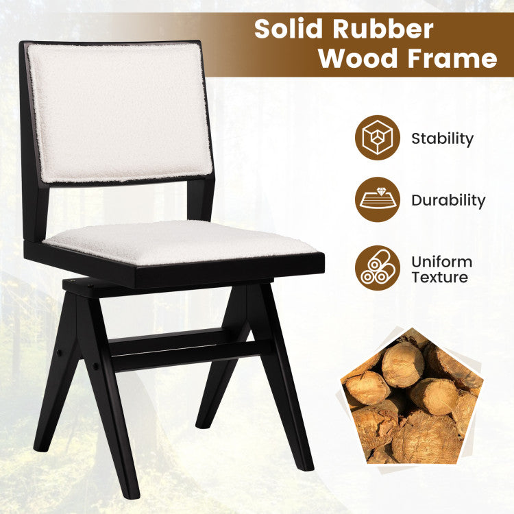 Swivel Wooden Dining Chair Set of 2 with Rubber Wood Frame and Padded Seat