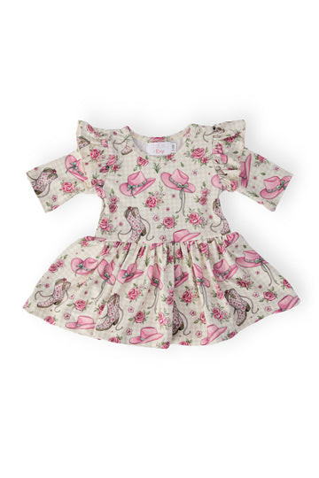 Cowgirl Cutie 3/4 Sleeve Flutter Twirl Bodysuit
