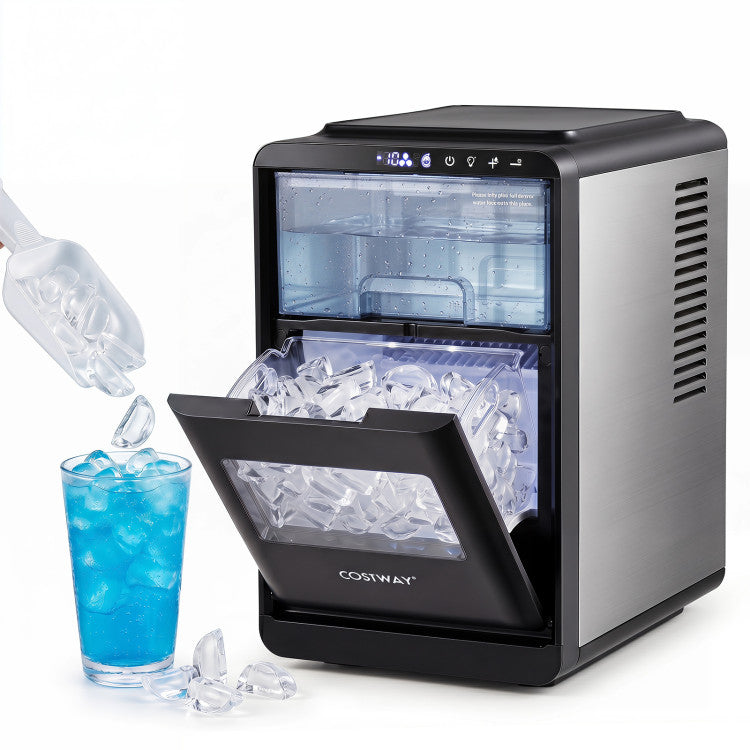 Crescent Ice Maker Countertop 26 Lbs/24H Ice Machine with 16 Crescent Cubes