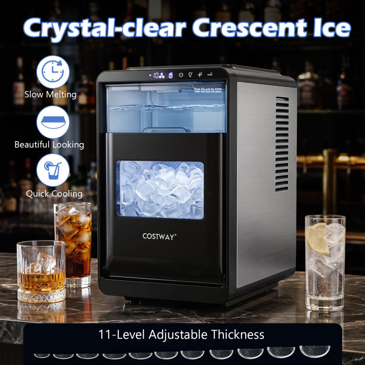Crescent Ice Maker Countertop 26 Lbs/24H Ice Machine with 16 Crescent Cubes