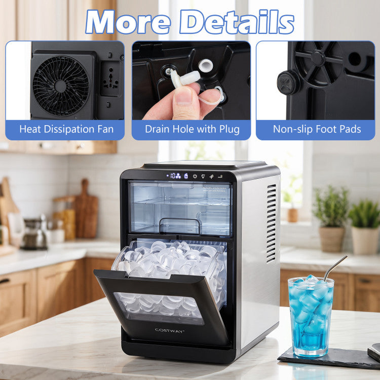 Crescent Ice Maker Countertop 26 Lbs/24H Ice Machine with 16 Crescent Cubes