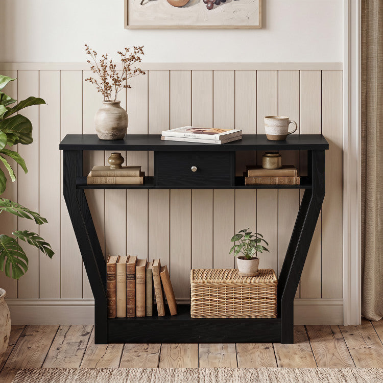 Console Hall Table with Storage Drawer and Shelf