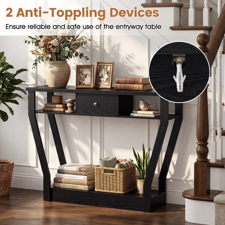 Console Hall Table with Storage Drawer and Shelf