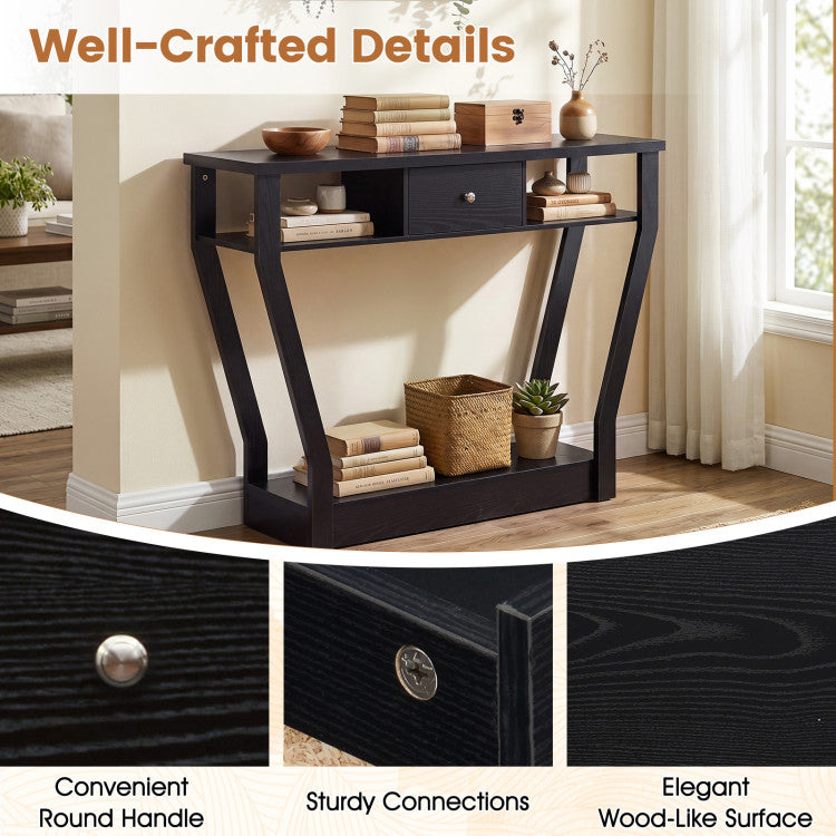 Console Hall Table with Storage Drawer and Shelf