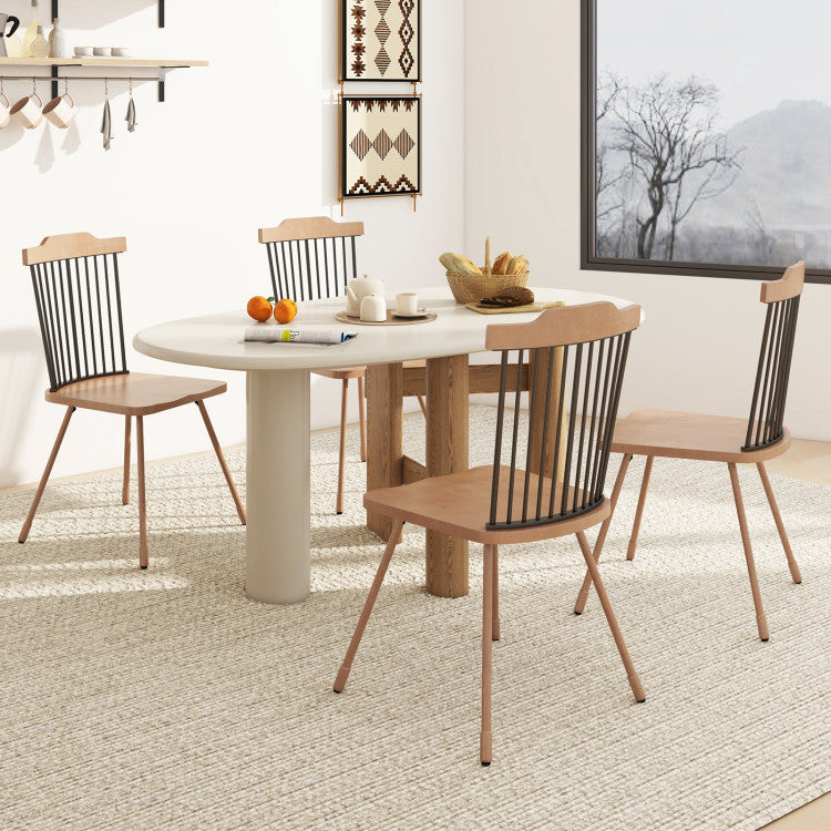 Dining Chair with Spindle Back and Ergonomic Contoured Seat Set of 2