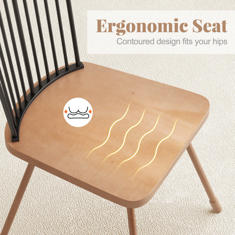Dining Chair with Spindle Back and Ergonomic Contoured Seat Set of 2