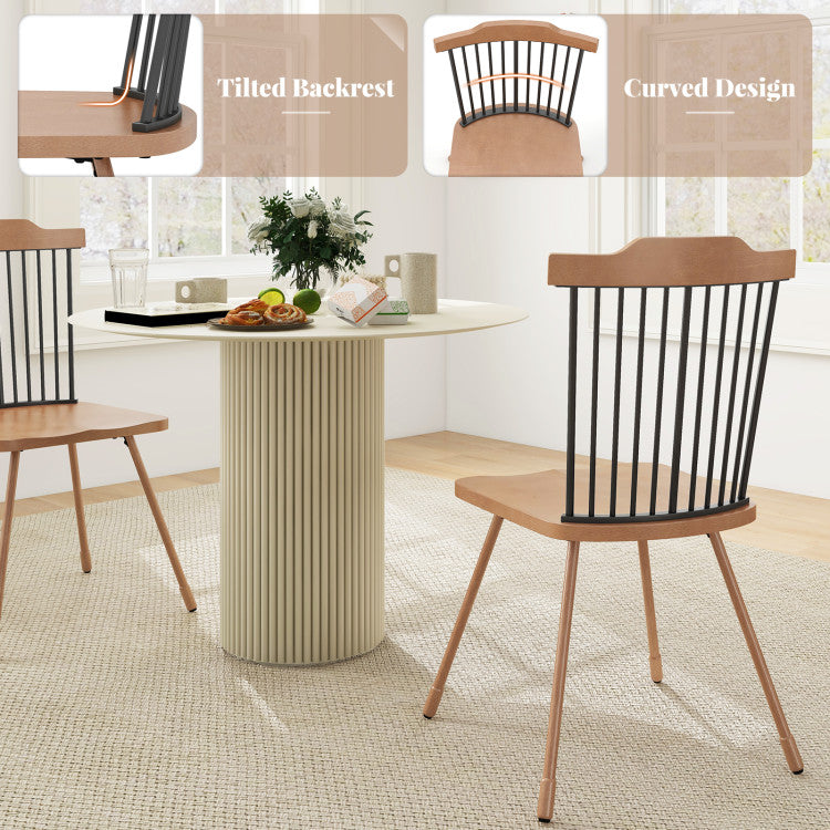Dining Chair with Spindle Back and Ergonomic Contoured Seat Set of 2