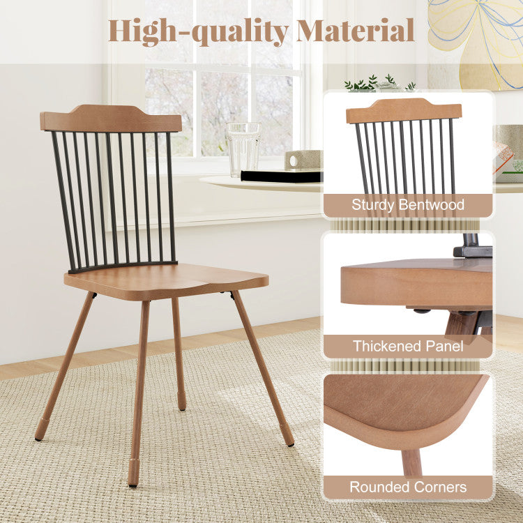 Dining Chair with Spindle Back and Ergonomic Contoured Seat Set of 2