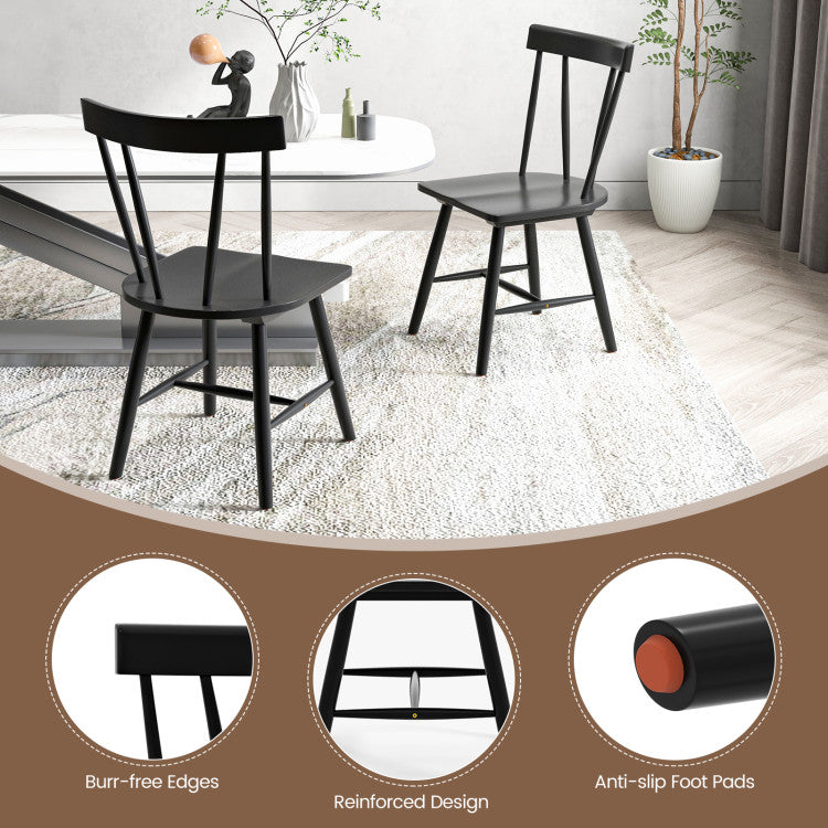 Armless Chairs with Solid Rubber Wood Frame