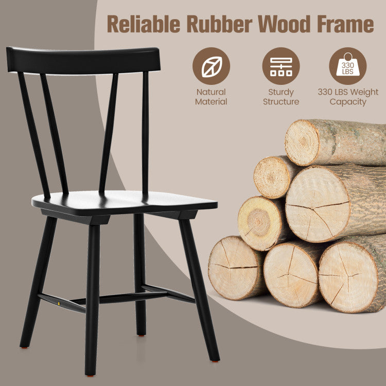 Armless Chairs with Solid Rubber Wood Frame