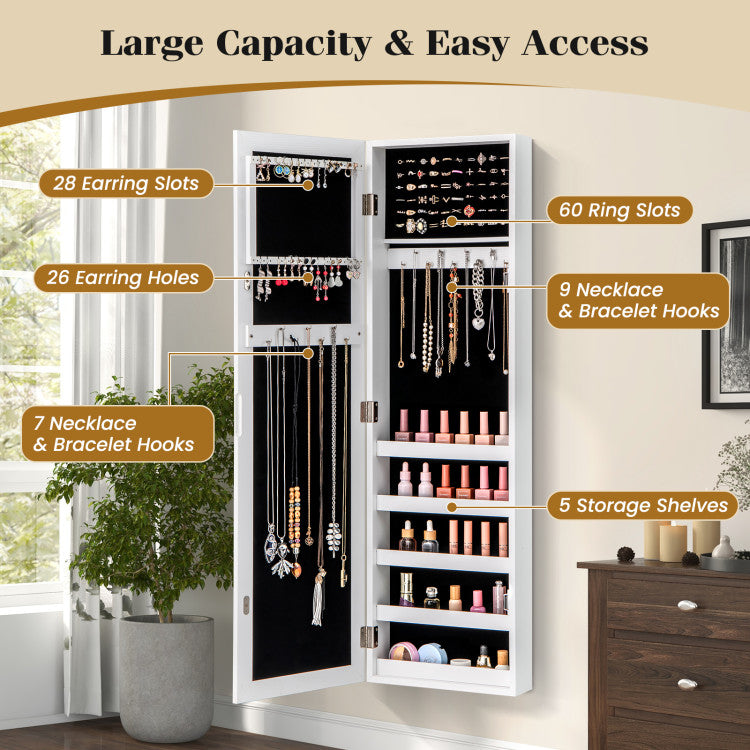 Door and Wall Mounted Armoire Jewelry Cabinet with Full-Length Mirror