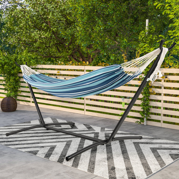 Portable Indoor Outdoor 2-Person Double Hammock Set with Stand and Carrying Cases
