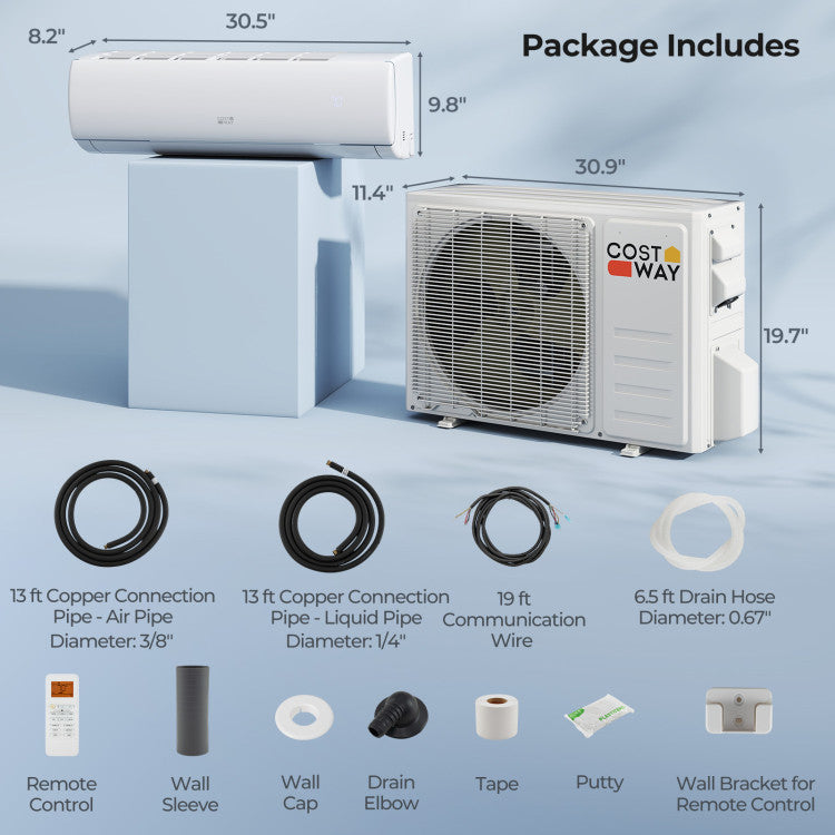 EchoCool Series 11500 BTU 208/230V Mini Split Air Conditioner and Heater Pump System