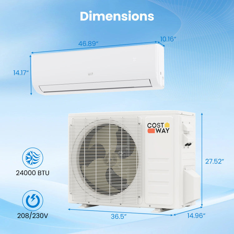 EcoGuard Series 24000 BTU 21 SEER2 208-230V Mini Split Air Conditioner and Heater