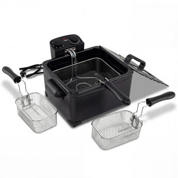 Electric Deep Fryer 5.3QT/21-Cup Stainless Steel 1700W with Triple Basket