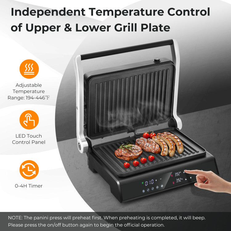 3 in 1 Indoor Electric Panini Press Grill with LED Display
