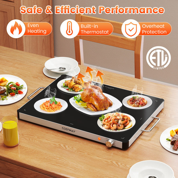 Electric Warming Food Warmer with Adjustable Temperature Control and Overheat Protection