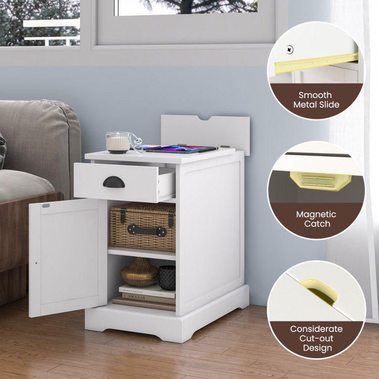 End Table with Charging Station and Flip Top