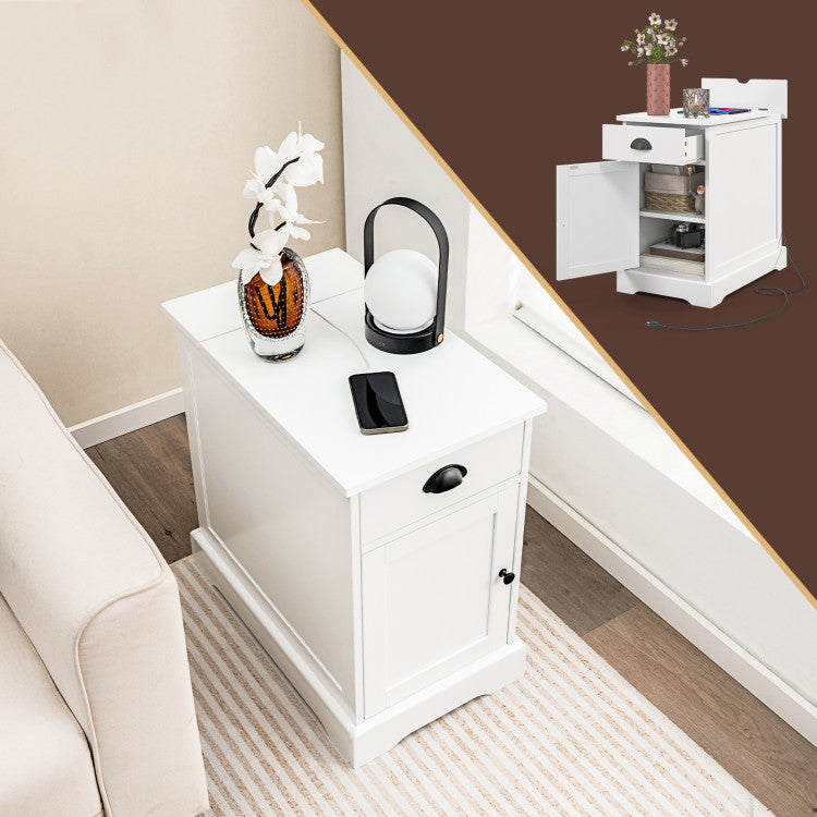 End Table with Charging Station and Flip Top