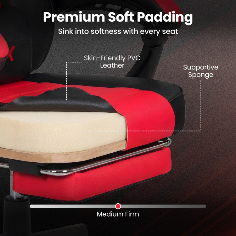 Ergonomic Video Game Chair with Headrest and Reclining Backrest