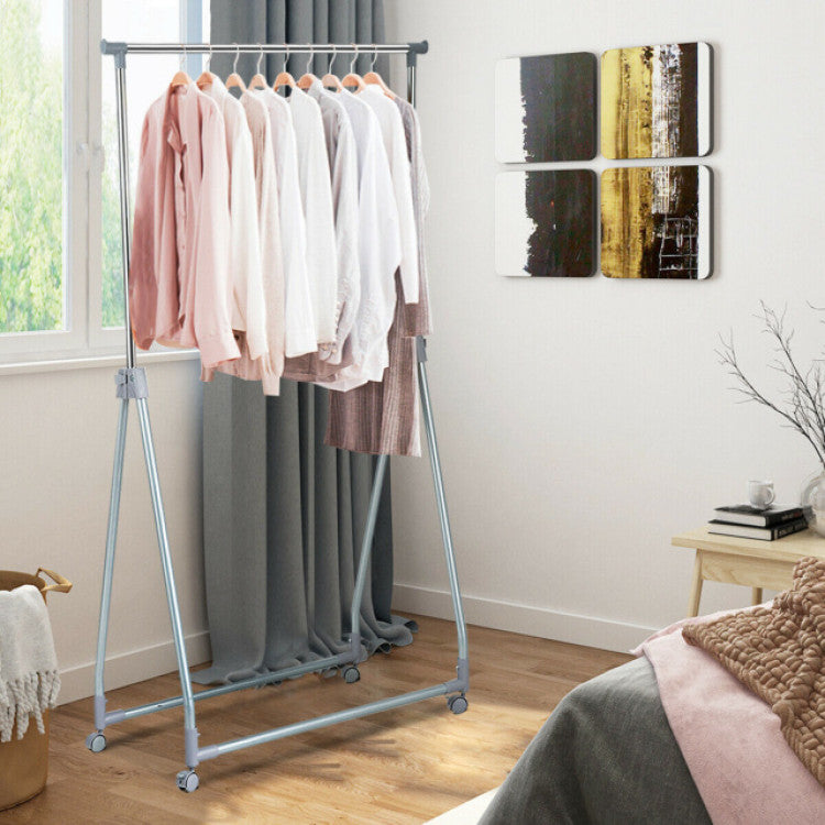 Extendable Foldable Heavy Duty Clothing Coat Rack Stand with Hanging Rod