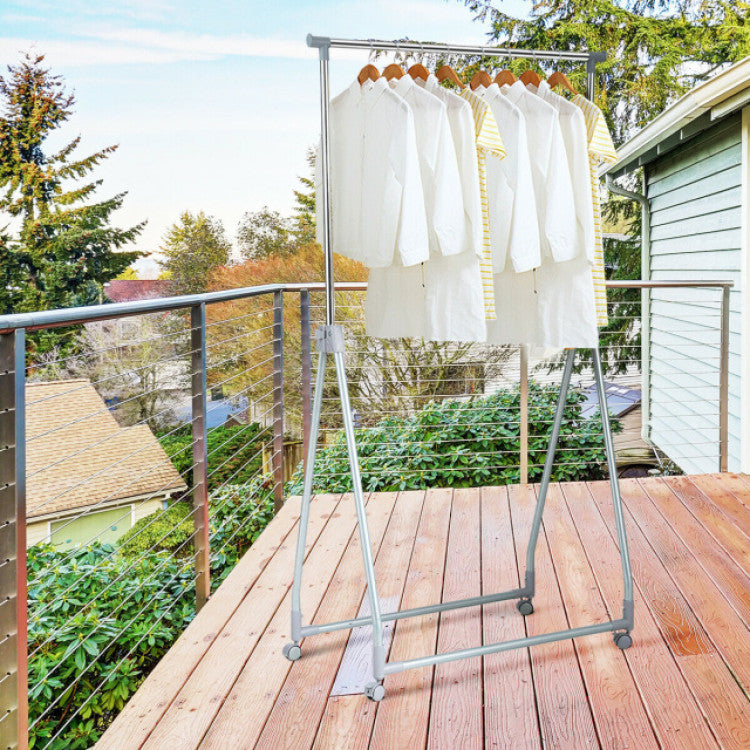 Extendable Foldable Heavy Duty Clothing Coat Rack Stand with Hanging Rod