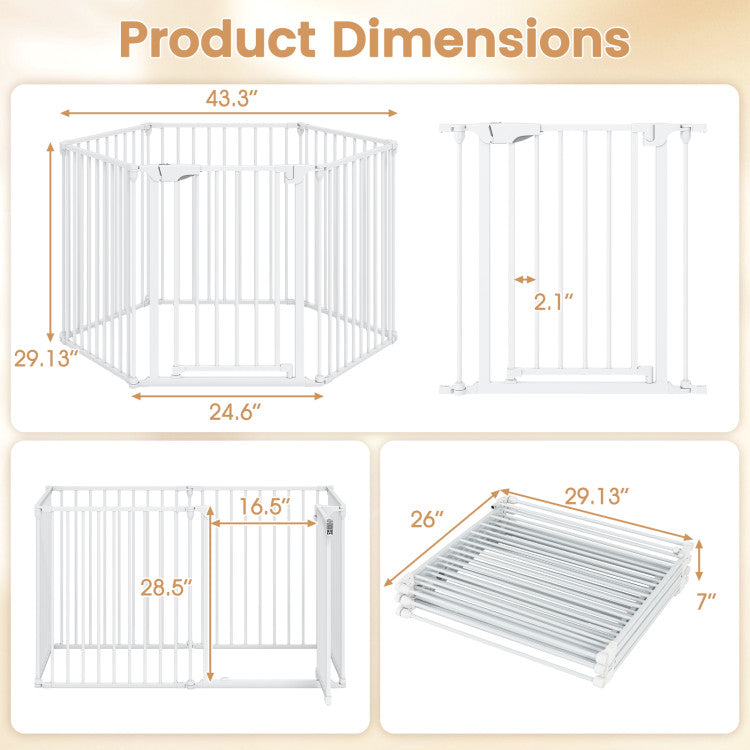 Extra Wide Baby Gate Fits 34.5-154" Openings 6-Panel Adjustable Pet Safety Fence