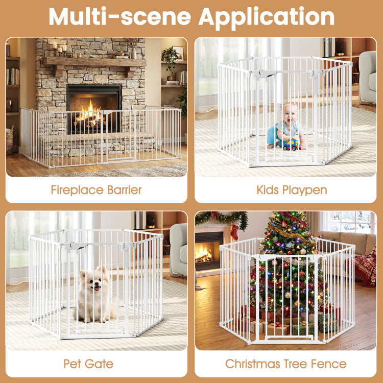 Extra Wide Baby Gate Fits 34.5-154" Openings 6-Panel Adjustable Pet Safety Fence