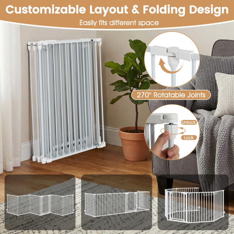 Extra Wide Baby Gate Fits 34.5-154" Openings 6-Panel Adjustable Pet Safety Fence