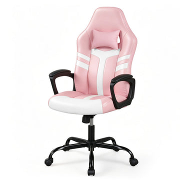 Faux Leather Upholstered Office Chair with Removable Head Pillow and Rocking Function