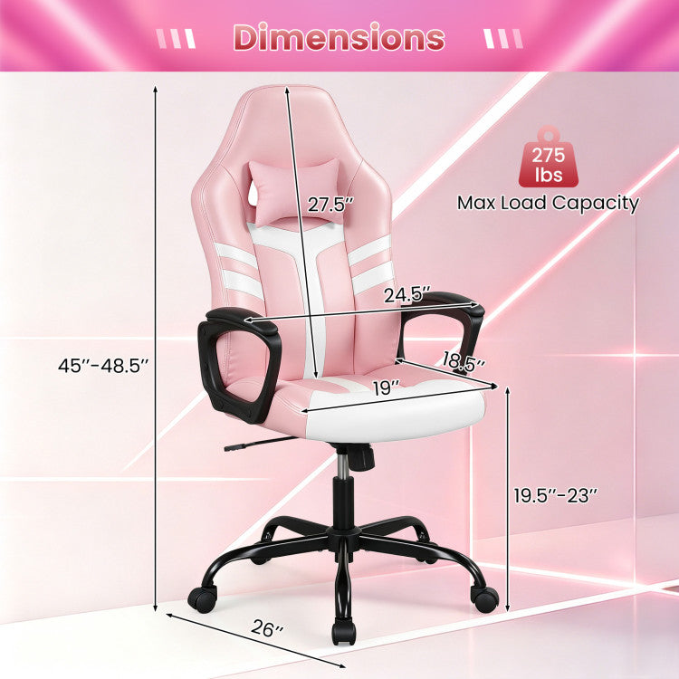 Faux Leather Upholstered Office Chair with Removable Head Pillow and Rocking Function