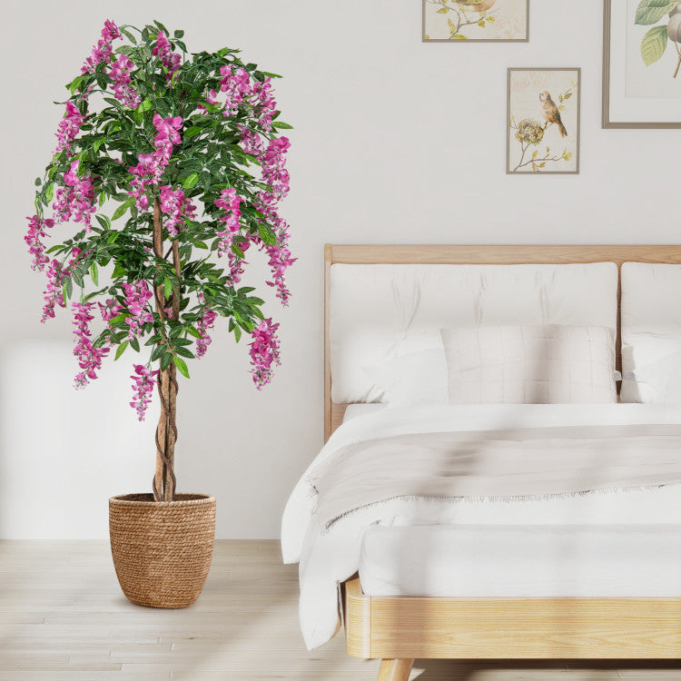 5.5 FT Faux Wisteria Plant in Nursery Pot with Blooming Flowers