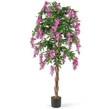 5.5 FT Faux Wisteria Plant in Nursery Pot with Blooming Flowers