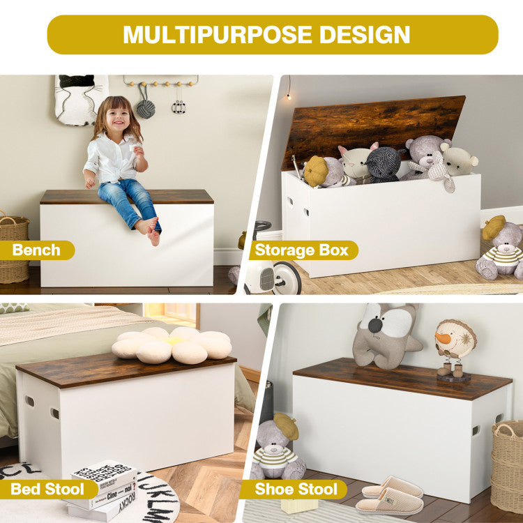 Flip-top Storage Chest with Self-hold Cover and Pneumatic Rod