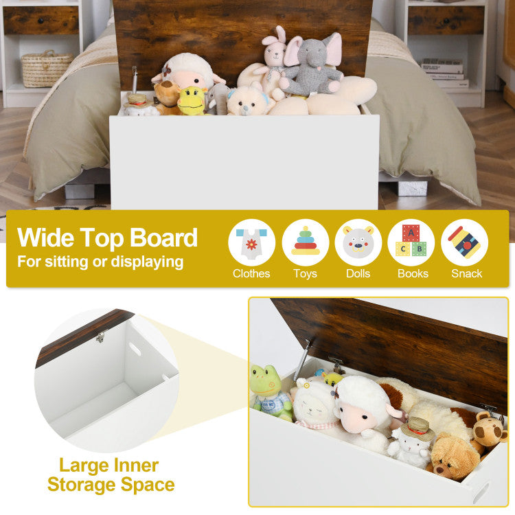 Flip-top Storage Chest with Self-hold Cover and Pneumatic Rod